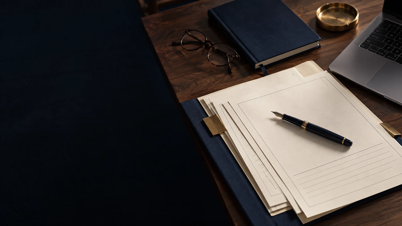 Escena conceptual de documentos y materiales de trabajo patrimonial